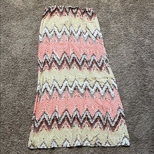 Chevron Patterned Pink and Brown Skirt